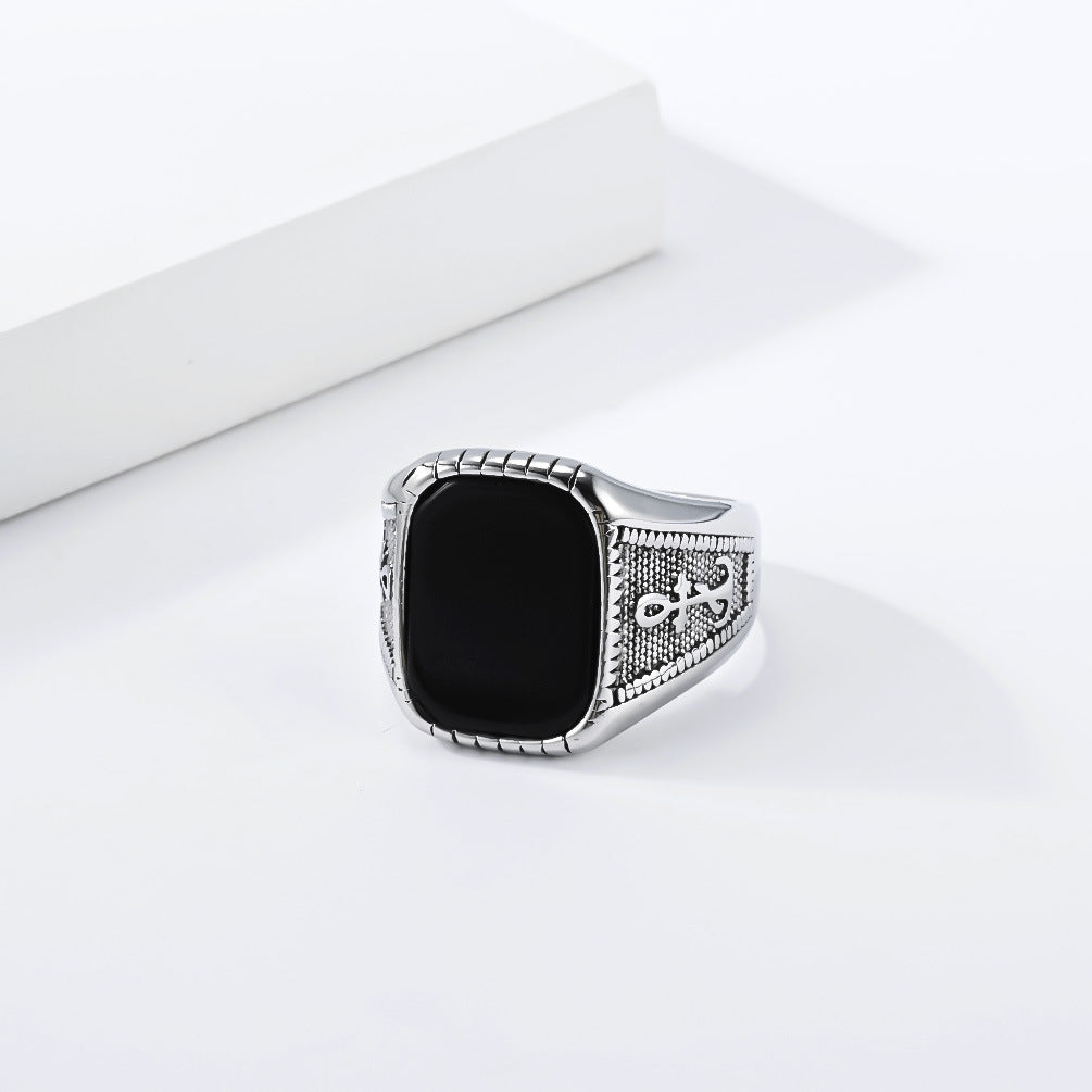 Anchor Middle Stainless Steel Men's Ring