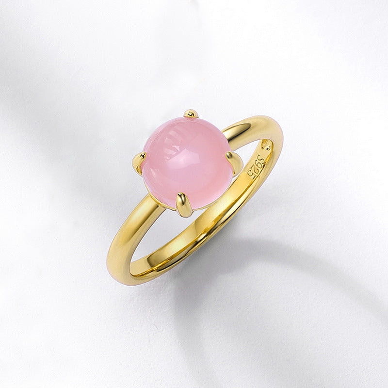S925 Sterling Silver Colored Crystal Geometric Ring