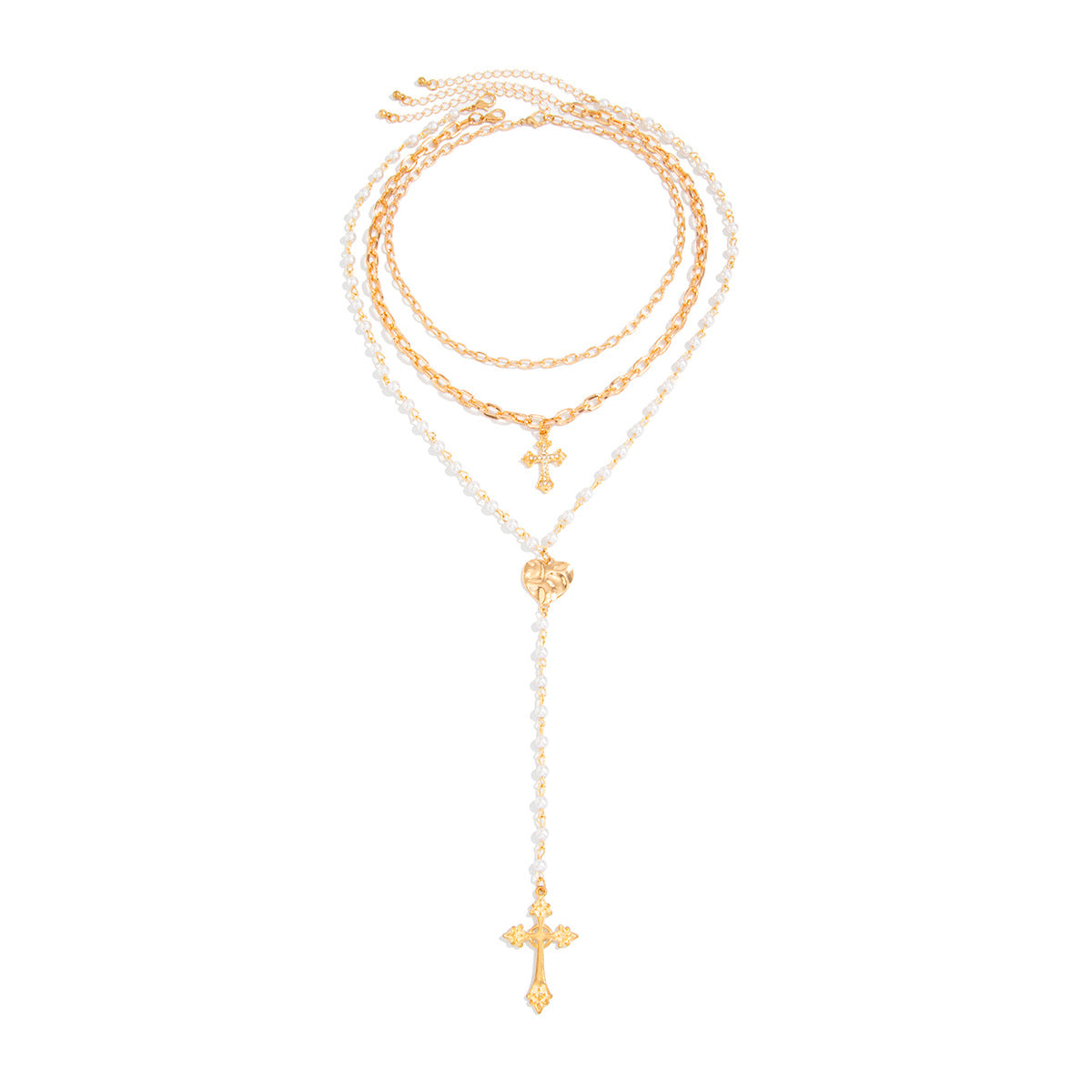 Punk Cross & Heart Chain Necklace