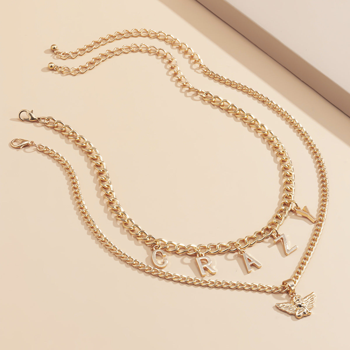 Planderful Vienna Verve Letter Tassel Necklace For Women - Retro Collarbone Chain Hip Hop Angel Style Statement Jewelry