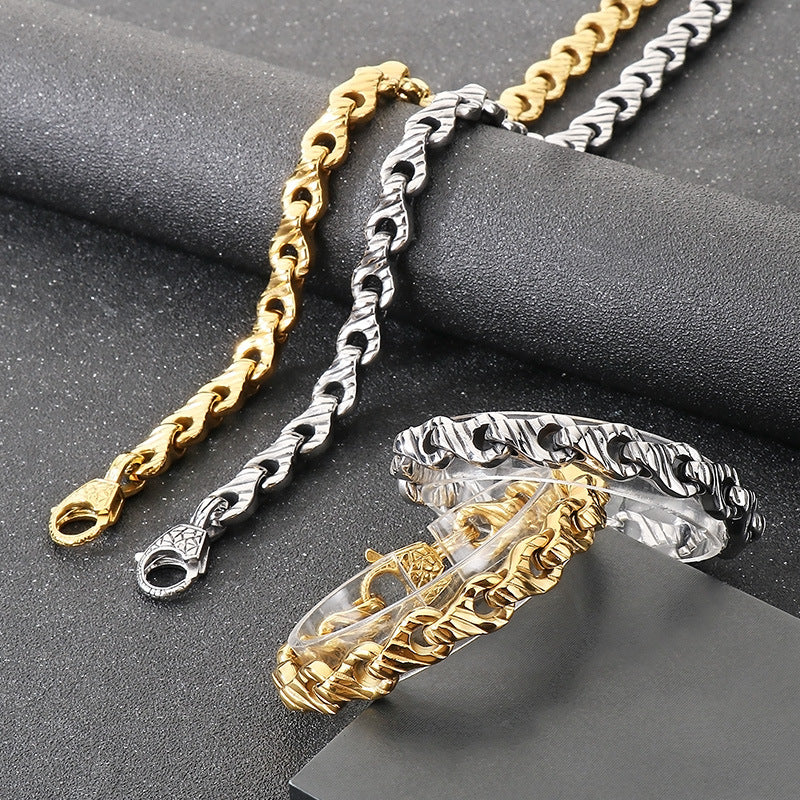 Stainless Steel Interlocking Handcuff Bracelet Punk Style