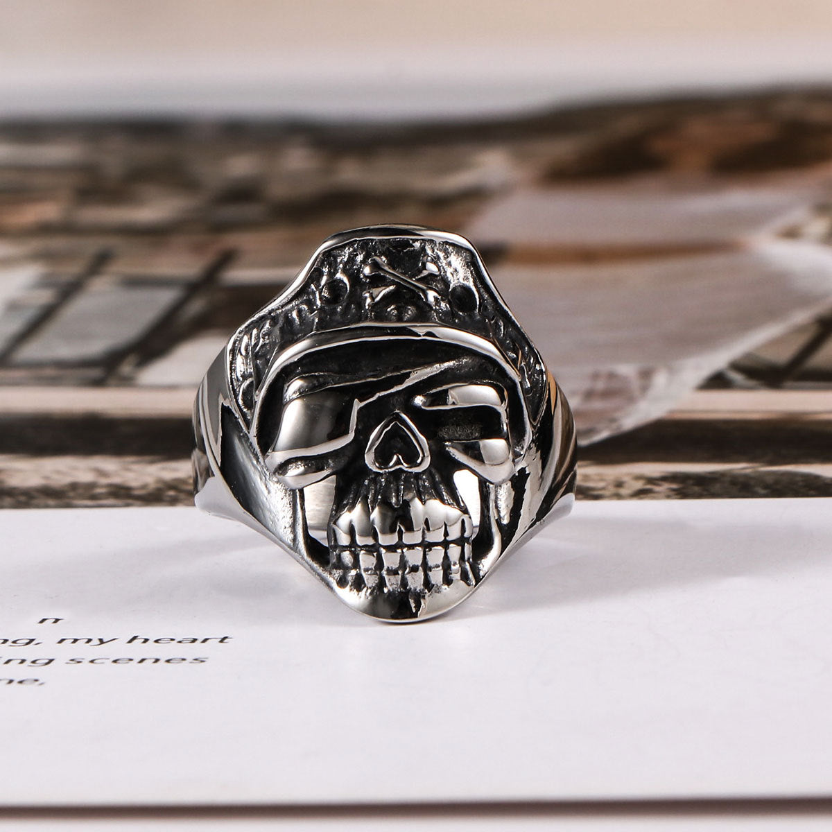 Punk Skull Ring Titanium Steel Jewelry Retro Style Bold