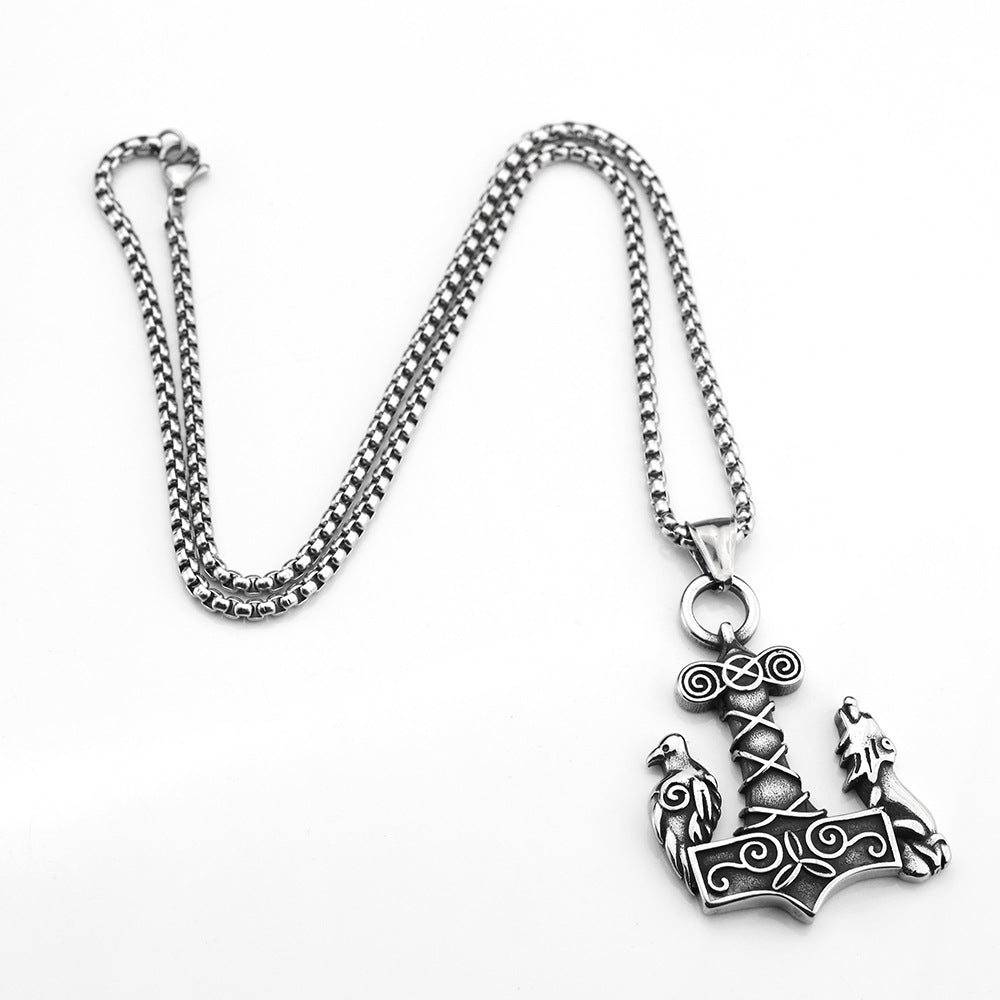 European And American Retro Stainless Steel Men's Pendant Odin's Thor's Hammer
