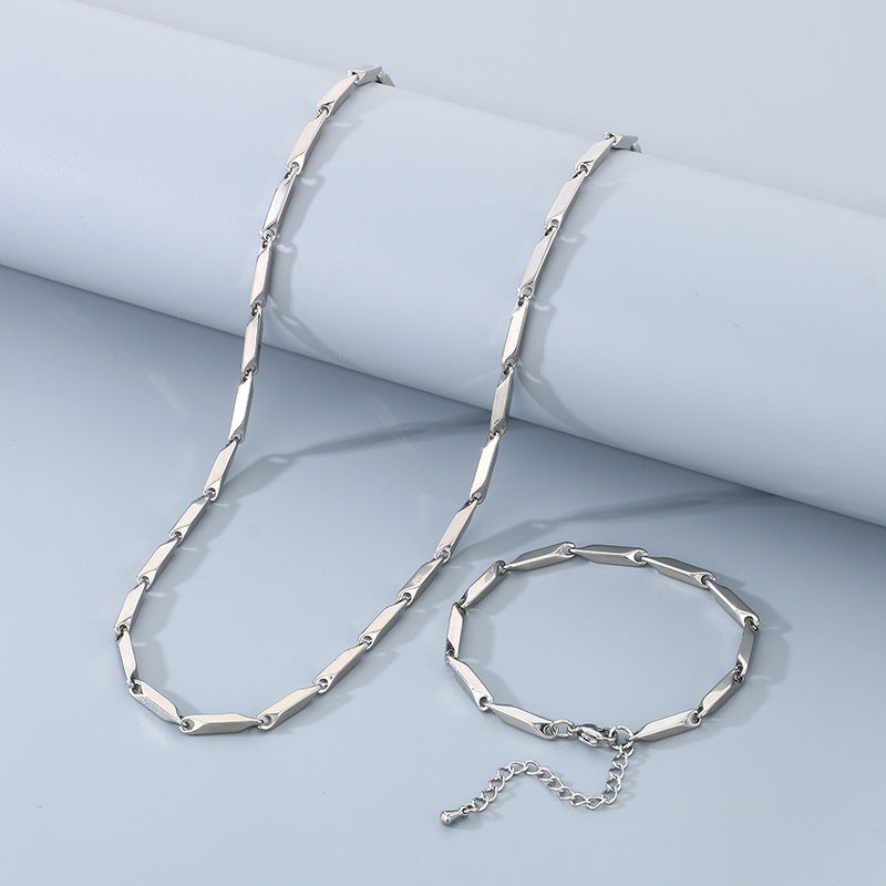 Hip Hop Personalized Rhombus Bamboo Chain Necklace for Men