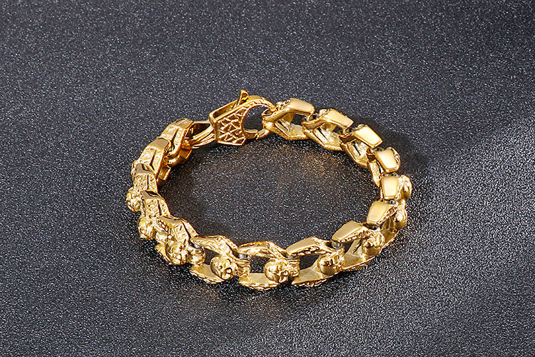 Planderful Skull Bracelet Men Titanium Steel Retro Style