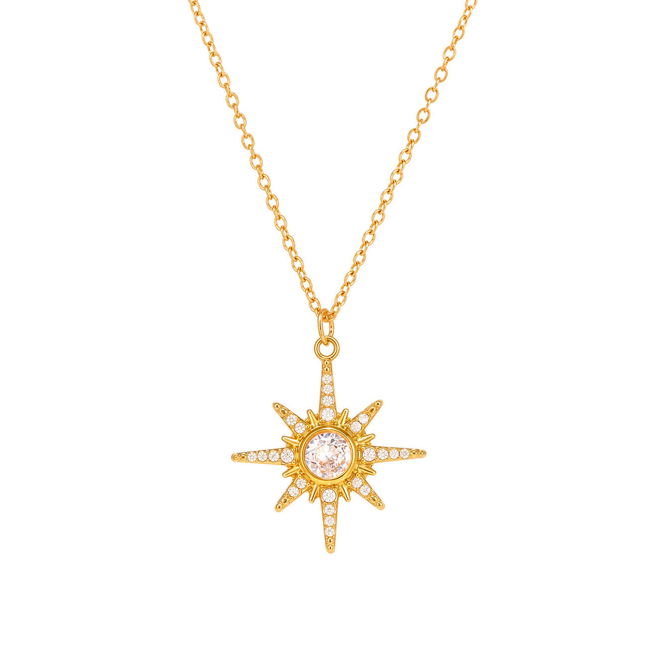 Planderful 18K Gold Dual Layer Octagram Zircon Necklace