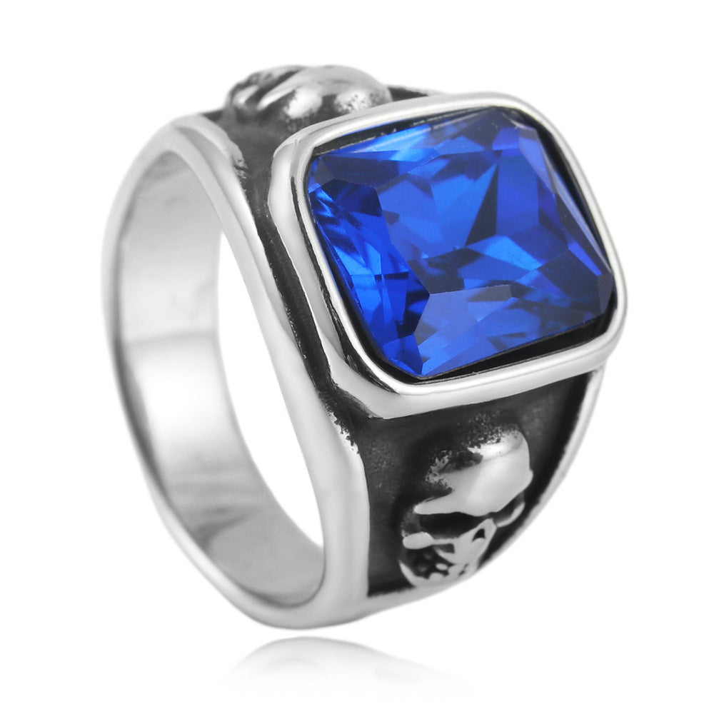 Planderful Titanium Steel Ring Multi Colored Stone Unisex Bold Statement For Men