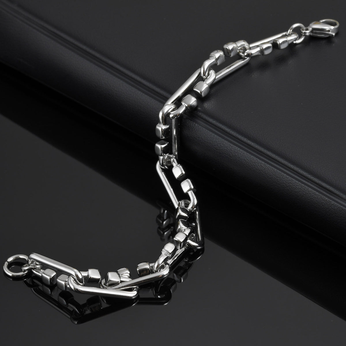 Handmade Chain Trendy Male Stainless Steel Bracelet for Men