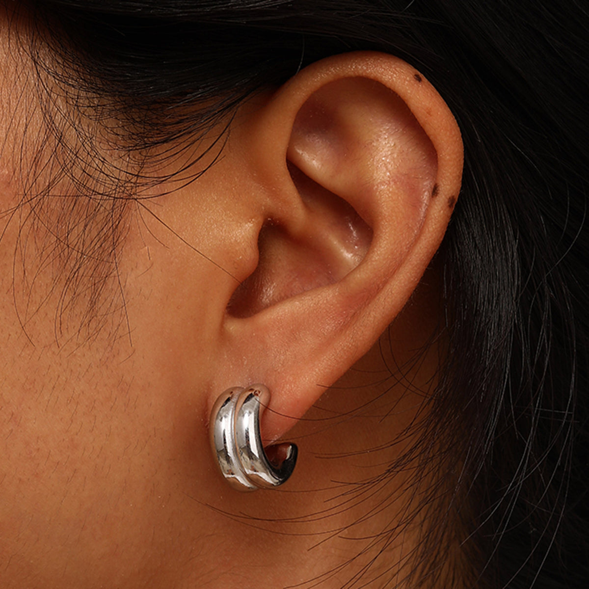 Triple-Band Hoop Earrings — Three Finishes