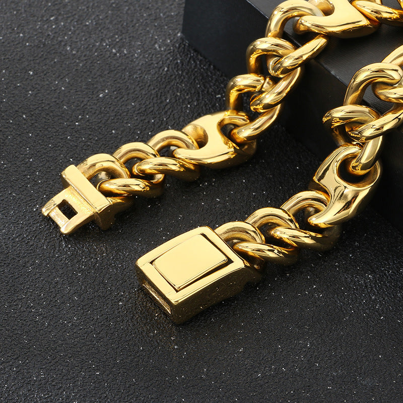 Planderful Men's Hip Hop Stainless Steel Cuban Bracelet