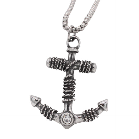 Planderful Jewelry Boat Anchor Pendant for Men Titanium Pendant Steel Personalized Vintage Charm