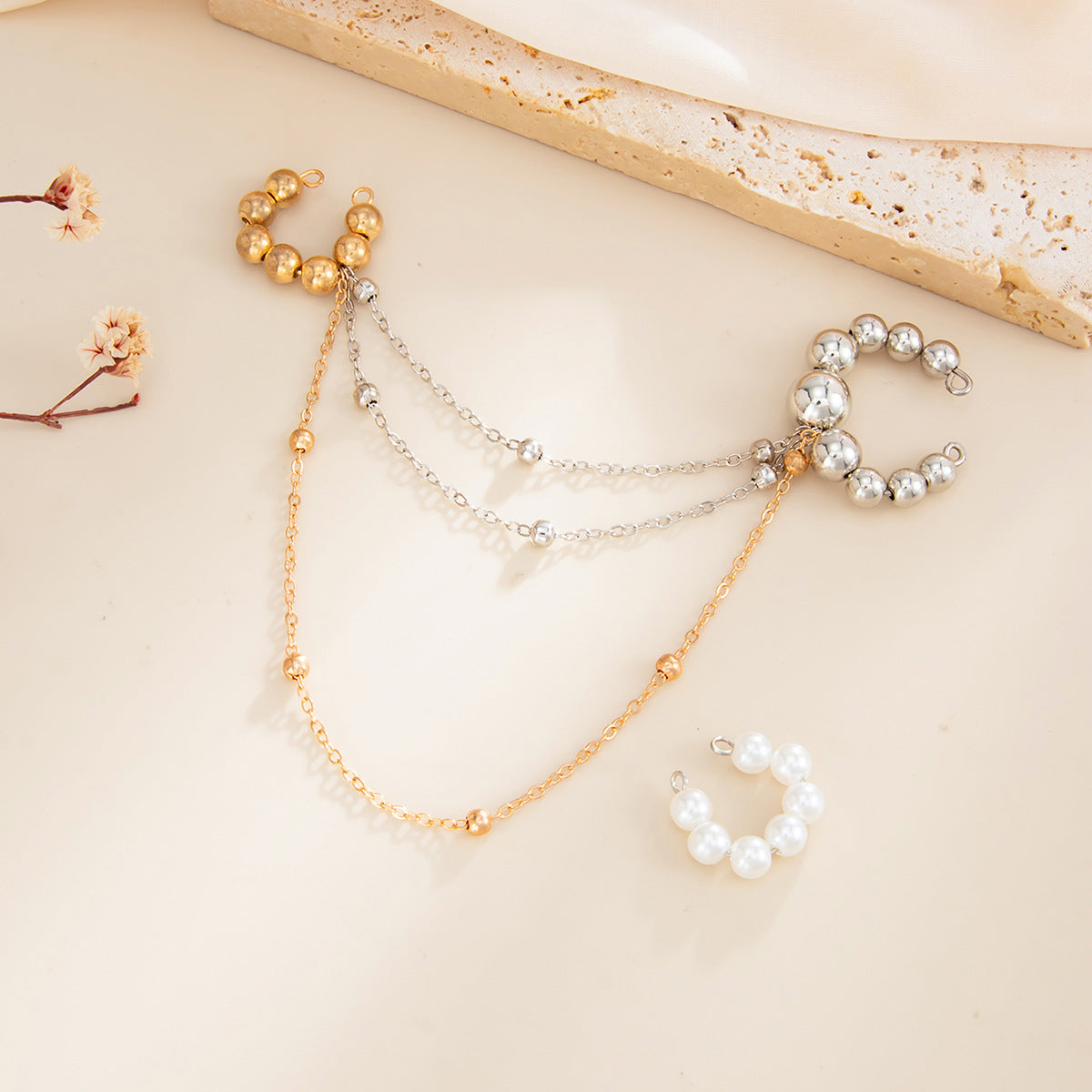 Planderful Vienna Verve Imitation Pearl Ear Clips Set For Women With Retro Beaded Tassel Clip On Earrings