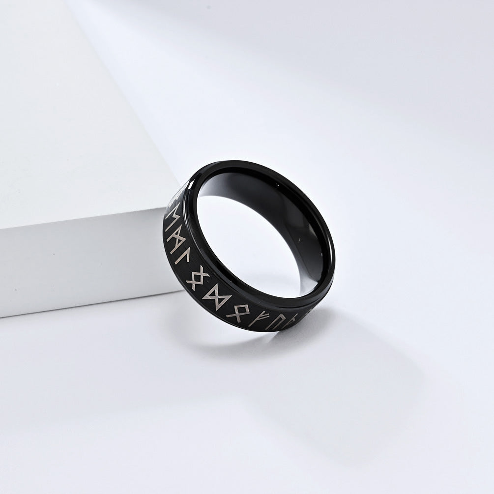Nordic Viking Character Tungsten Steel Ring for Men