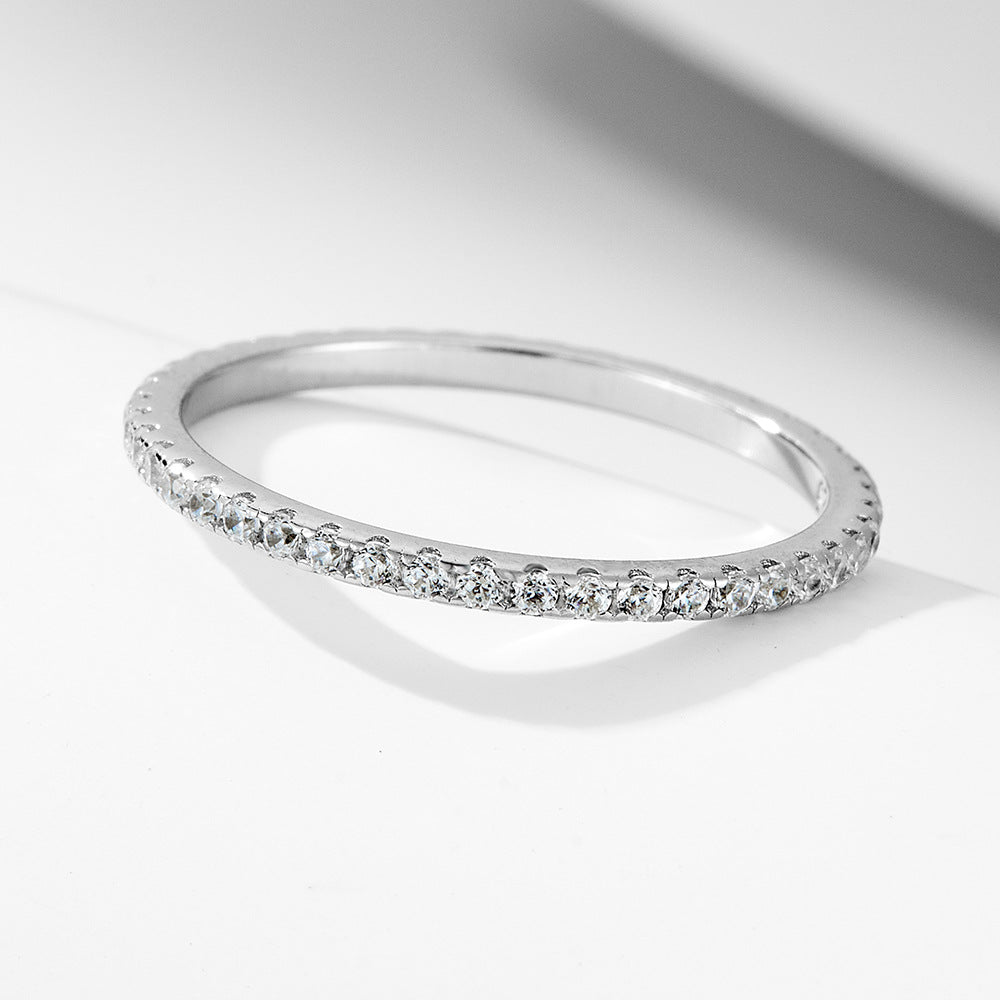 Planderful S925 Sterling Silver Zircon Ice Flower Ring Set For Women Elegant Light Luxury Jewelry