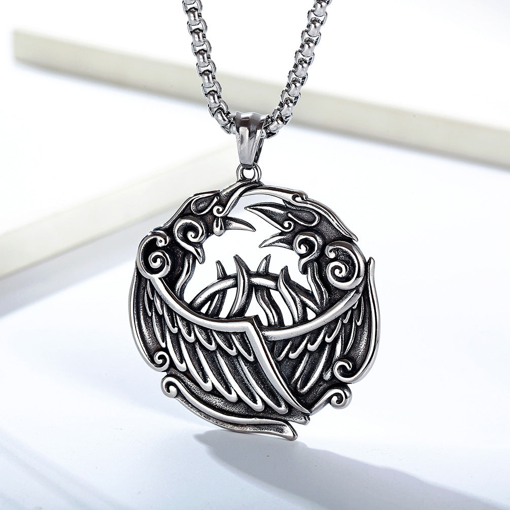 European American Retro Nordic Style Viking Crow Necklace