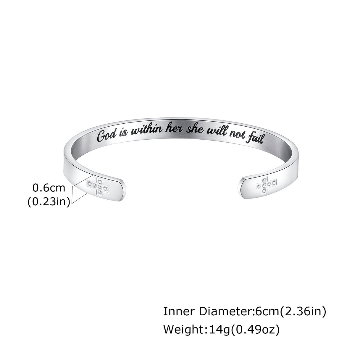 Cross Adjustable Stainless Steel Bracelet for Women