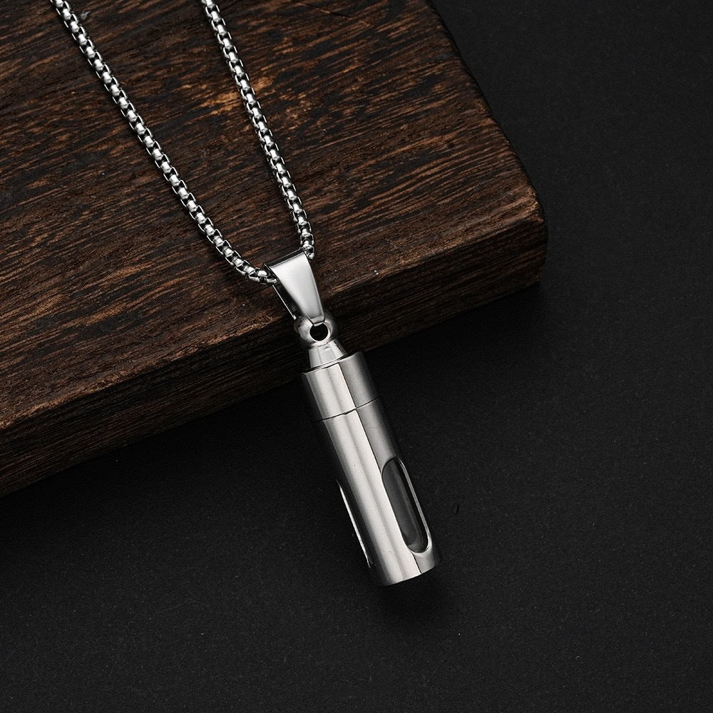 Open Perfume Stainless Steel Pendant Necklace