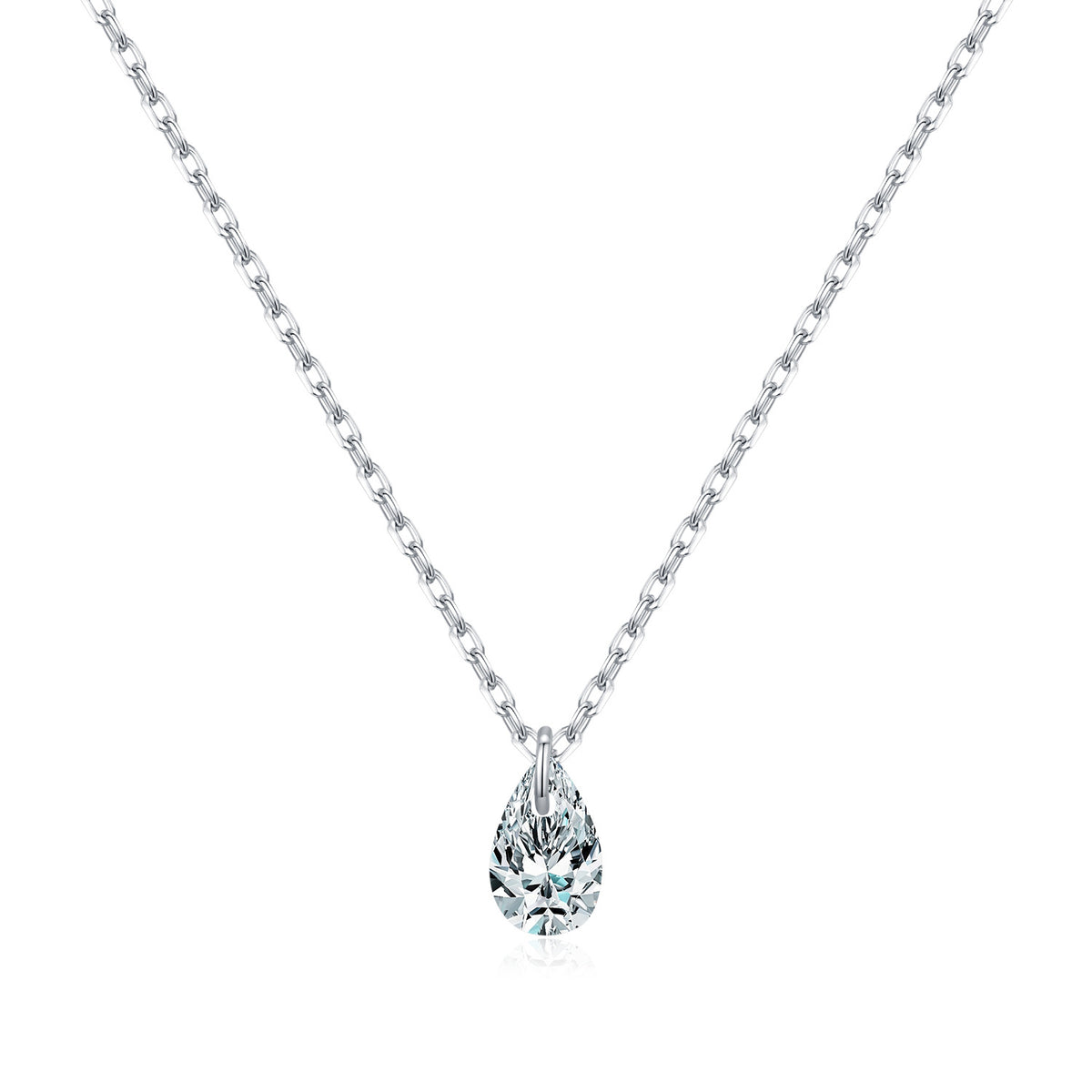 925 Sterling Silver Teardrop Moissanite Necklace