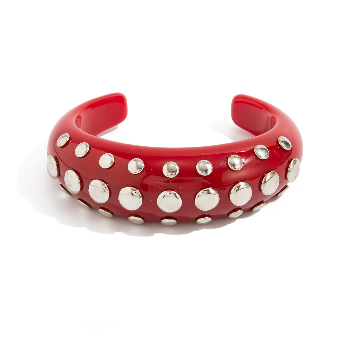 Punk Rivets Micro-Inlaid Colored Resin Bracelet Amber Smudged Open Bracelet