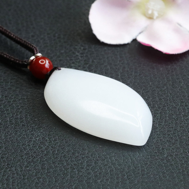 Golden Silk Jade Teardrop Pendant