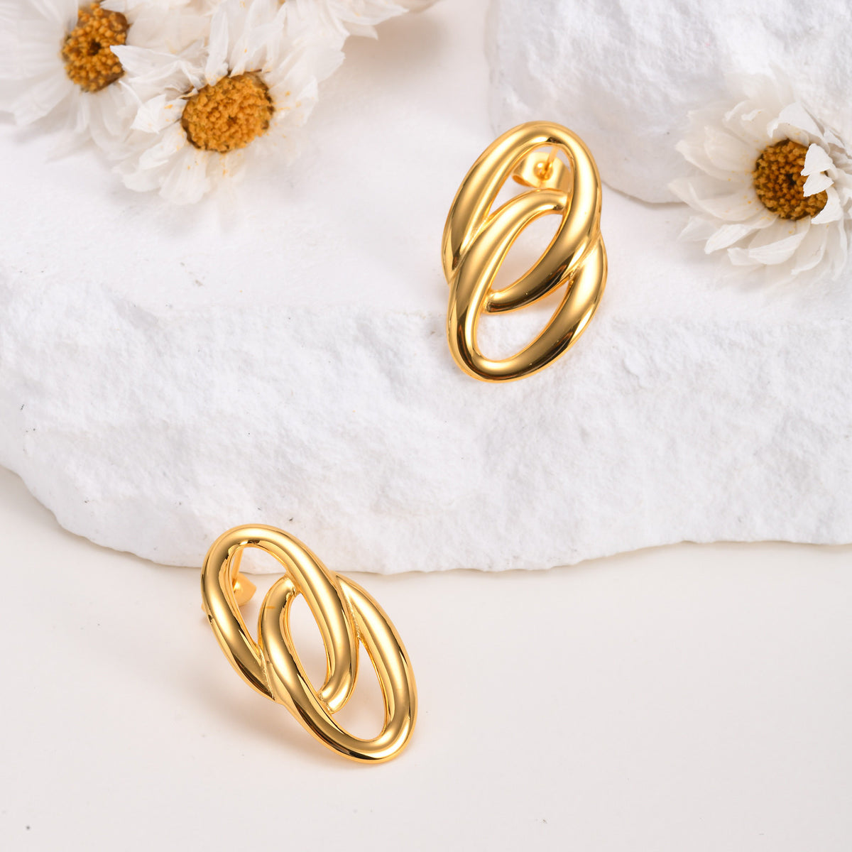 Polished Gold-Tone Statement Earrings