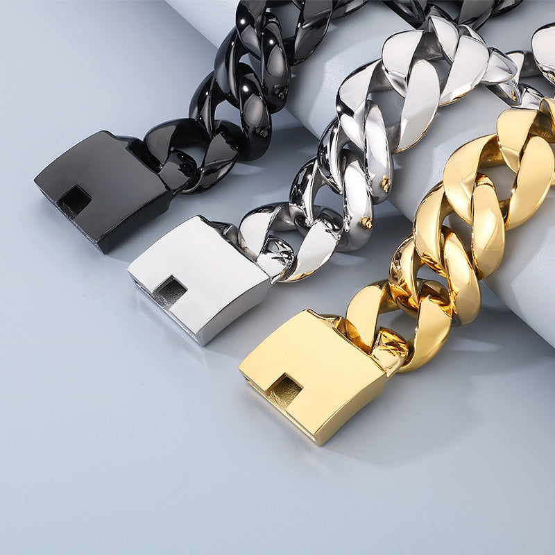 Planderful Titanium Cuban Chain Bracelet For Men Durable