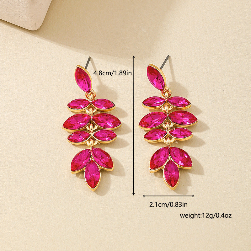 Planderful Vienna Verve Earrings – Stylish Metal Color Rose Red Leaf Design