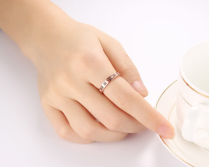 Amazon Women's Stainless Steel Jewelry Roman Numeral Ring