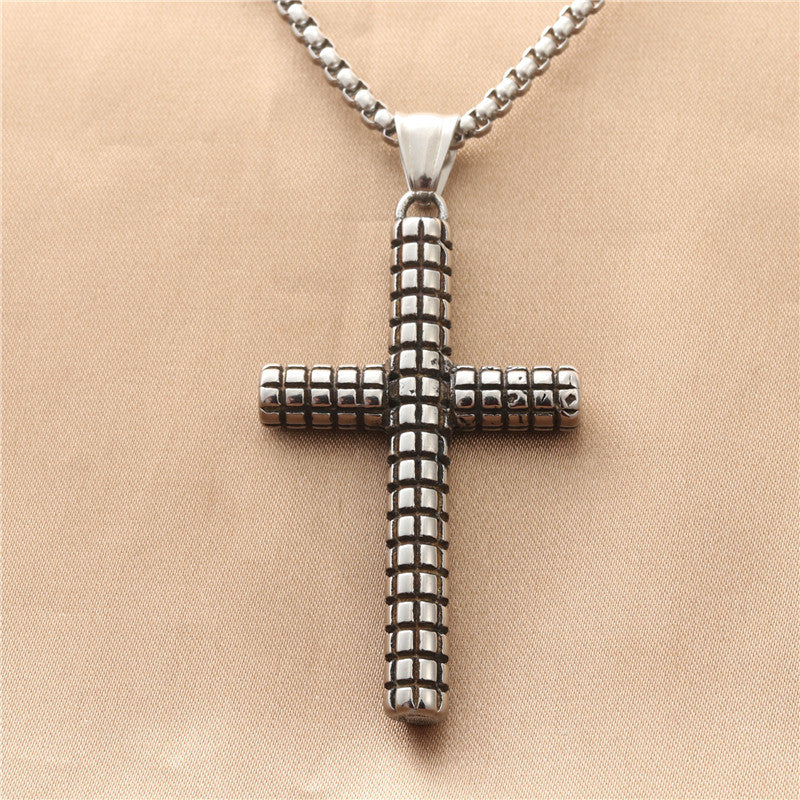 Personalized Titanium Steel Square Cross Pendant Necklace for Men - Retro Punk Trendy Design