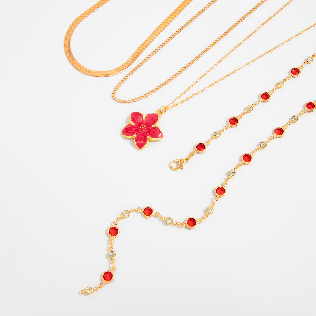 Light Luxury Oil Drip Flower Collarbone Holiday Y-Shaped Colored Zircon Fringed Necklace