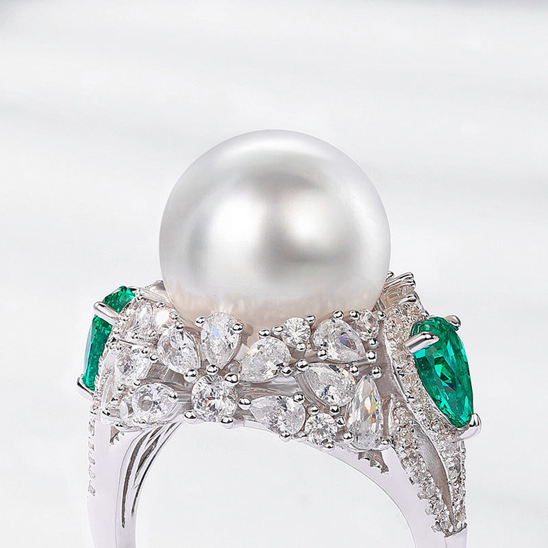 Planderful Pear-Cut Lab-Grown Emerald Sterling Silver Ring – Style 2