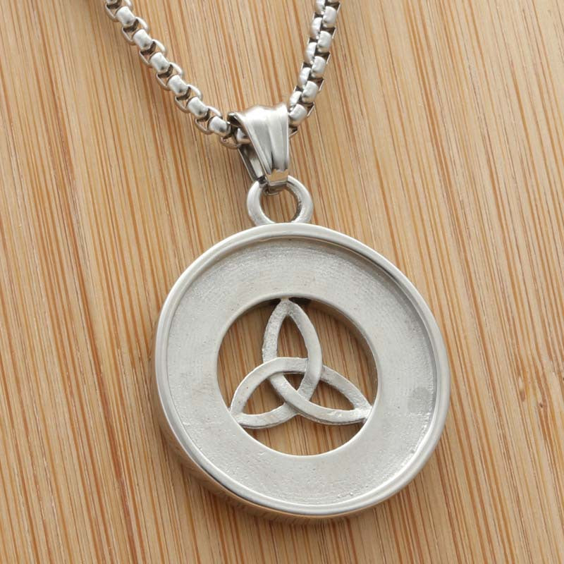 Titanium Steel Celtic Knot Punk Necklace - Vintage Men's Round Pendant by Planderful