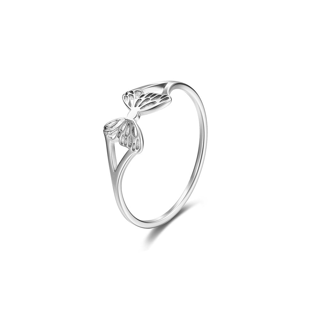 Planderful Hollow Butterfly Titanium Steel Ring For Women Versatile Daily Wear Size 5 To 10