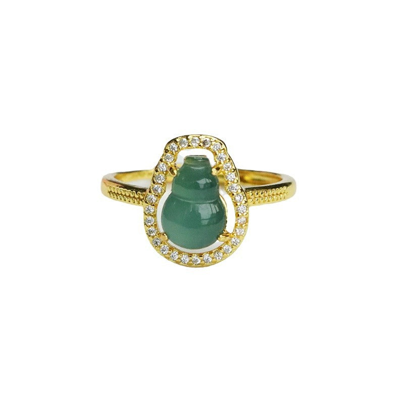 Blue Water Jadeite Gourd 6*9 mm Ring
