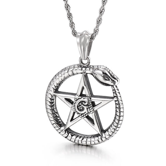Masonic Pentagram Titanium Steel Men's Pendant - Stylish Freemasonry Jewelry