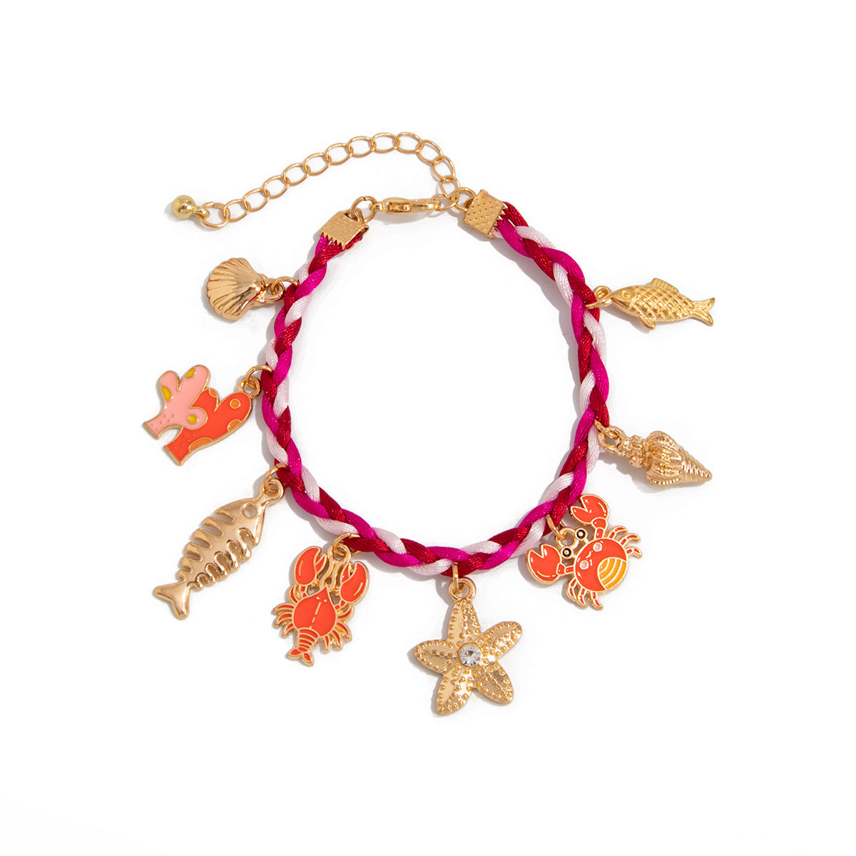 Planderful Starfish Crab Woven Pendant Bracelet For Women Ocean Style Statement Jewelry
