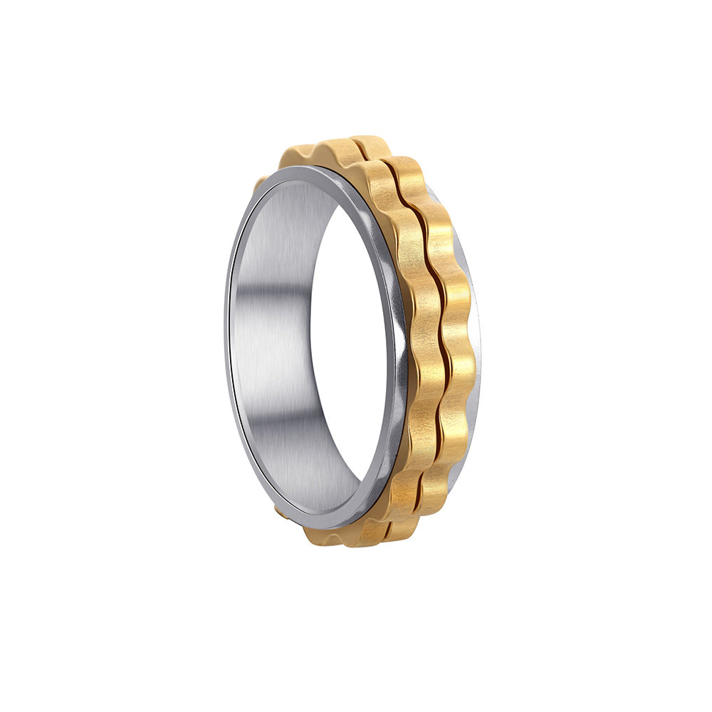 Planderful 6mm Titanium Steel Gear Ring Rotating Pressure Relief For Unisex Hands Everyday Genie