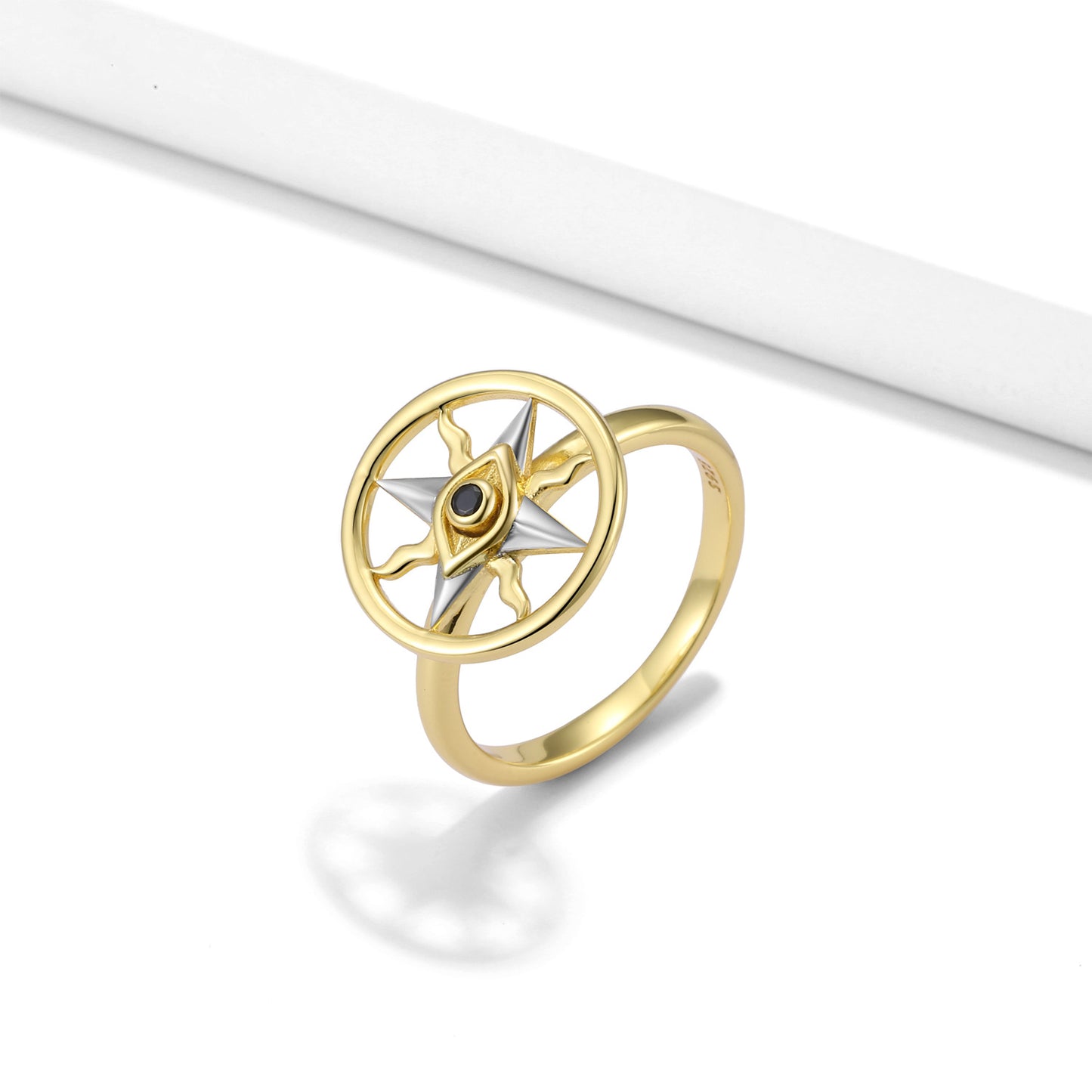 Circular Devil's Eye Rotatable Silver Ring