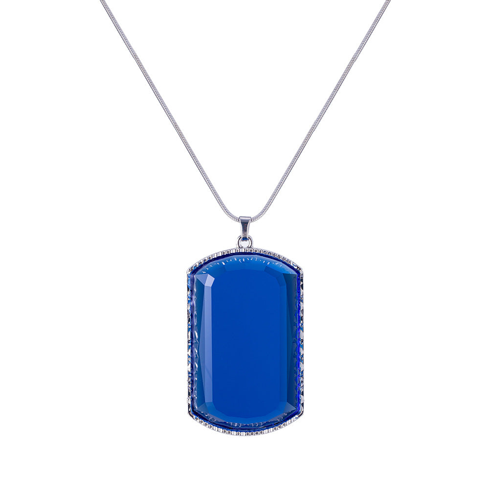 Planderful Colorful Square Crystal Pendant Necklace for Women Sparkling Everyday Genie Collection