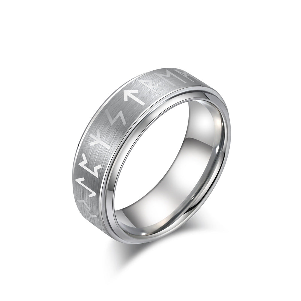 Nordic Viking Character Tungsten Steel Ring for Men