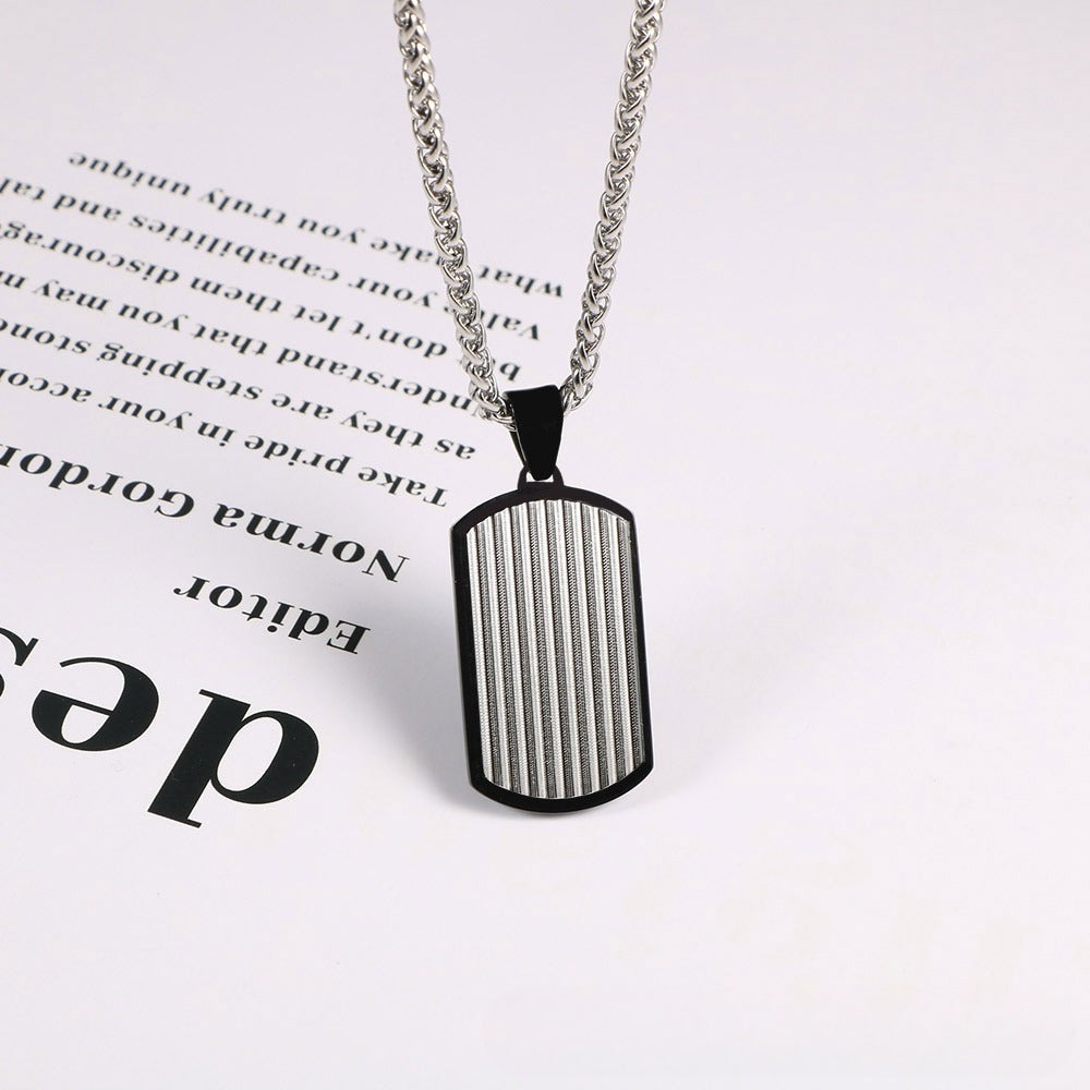 Stainless Steel Wavy Pattern Pendant Necklace For Men