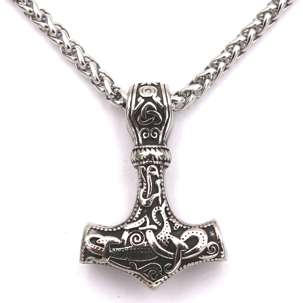 Viking Legacy Titanium Steel Thor Hammer Necklace - Exclusive Norse Collection