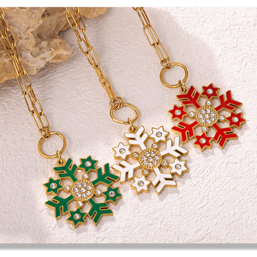 Planderful Zircon Snowflake Pendant Necklace for Women