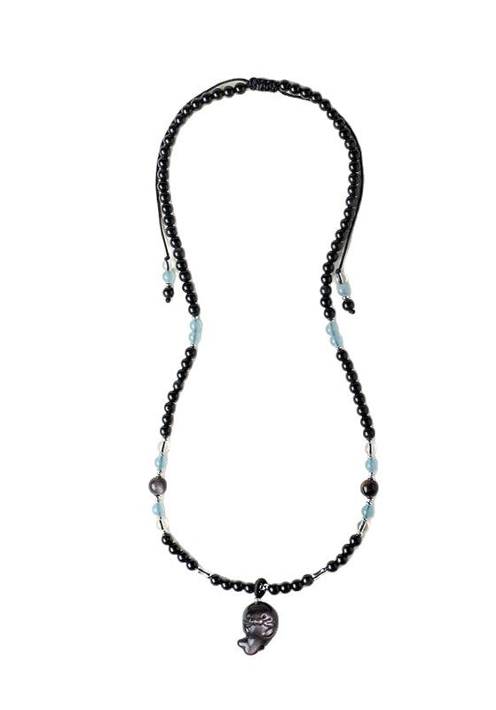 Aquamarine Obsidian Pendant Necklace