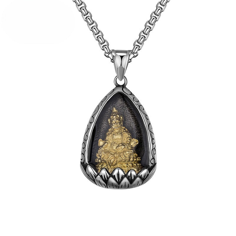 Steel Necklace – Vintage Patron Saint Pendant Necklace