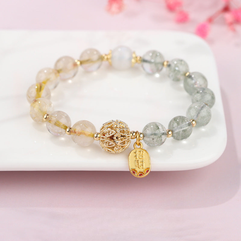 Fortune's Favor Sterling Silver Crystal Beads Bracelet