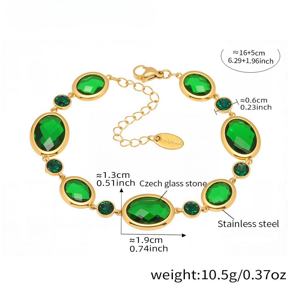 Planderful Dopamine Oval Czech Glass Bracelet For Women