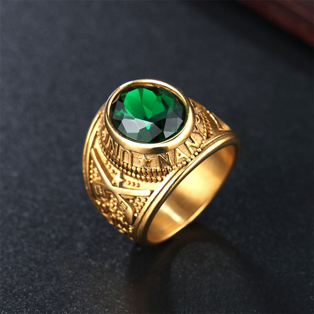 Planderful Titanium Steel Ring For Men Unisex Punk Zircon Durable Military Navy Design Protection