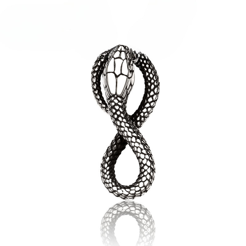 Retro Titanium Steel Snake Pendant for Men - European and American Style Jewelry