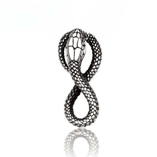 Retro Titanium Steel Snake Pendant for Men - European and American Style Jewelry
